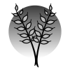 A stalk of wheat in front of a gradient faded circle